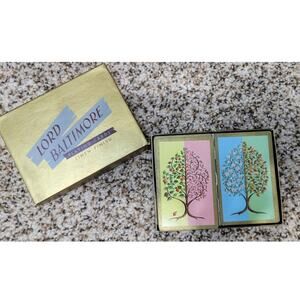 Lord Baltimore Playing Cards 2 Complete Decks Linen in Box Vintage Playing Card